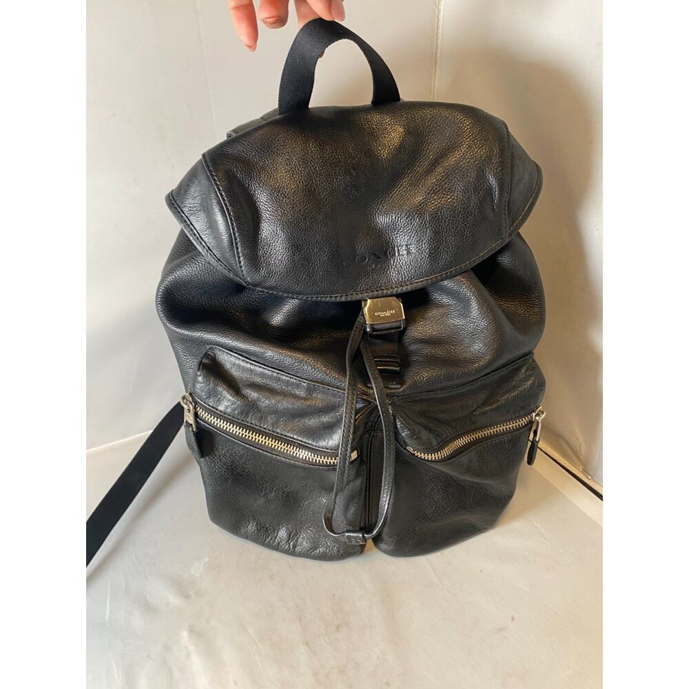 Authentic Coach Black Leather Sling Backpack Bag Unisex